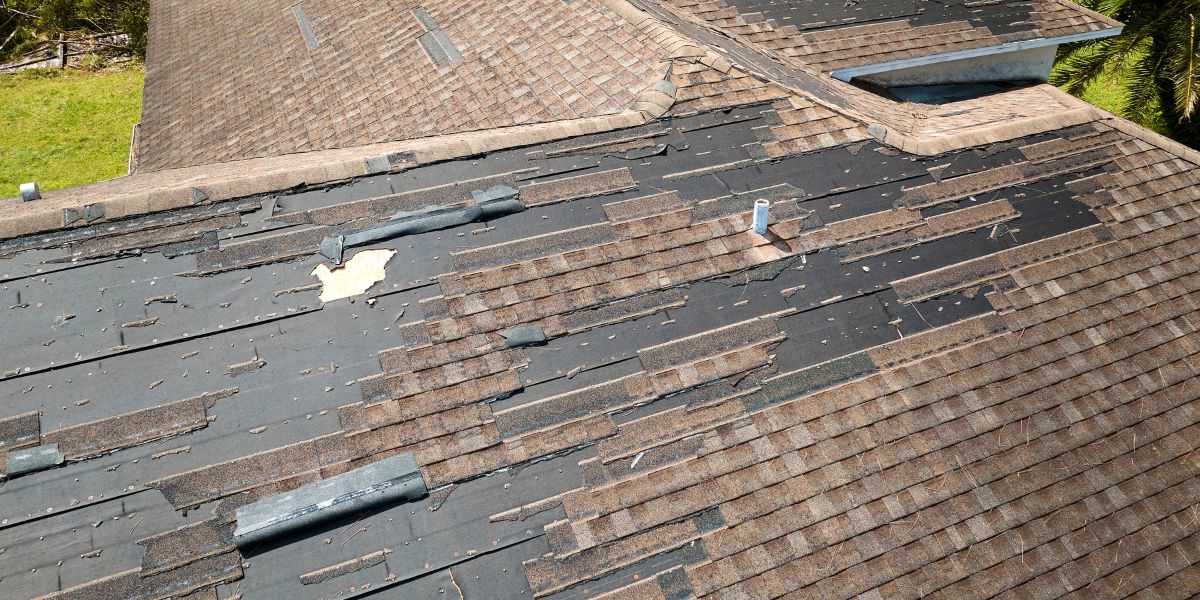 roof damaged by a hurricane